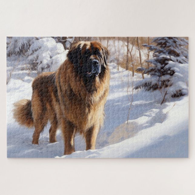 Leonberger Let It Snow Christmas Jigsaw Puzzle (Horizontal)