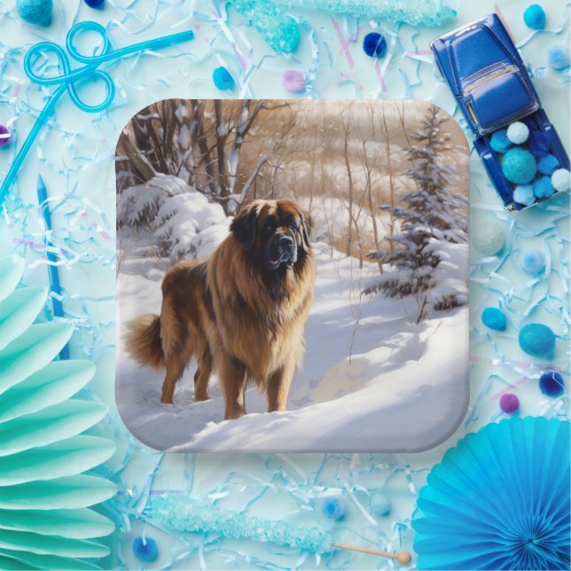 Leonberger Let It Snow Christmas Paper Plate (Party)