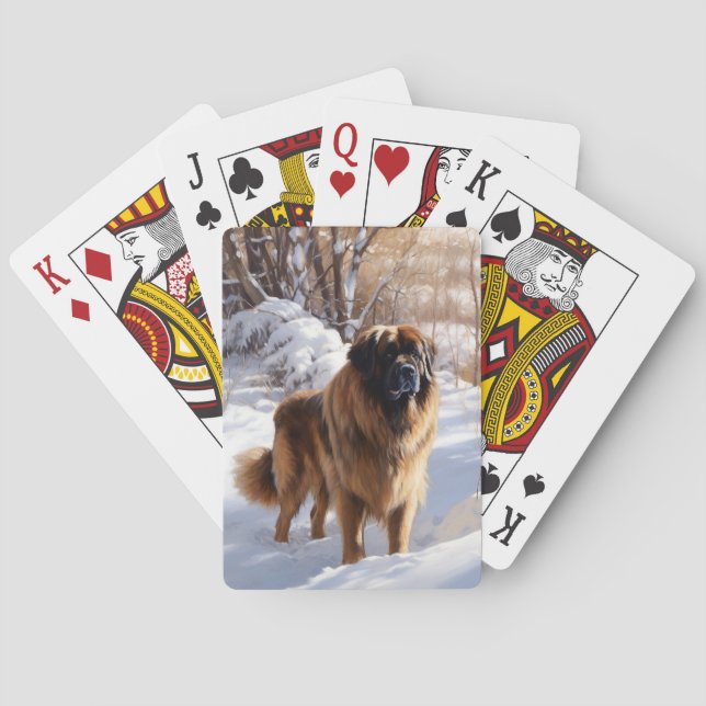 Leonberger Let It Snow Christmas Playing Cards (Back)