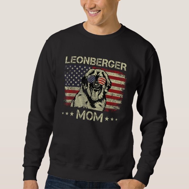 Leonberger Mom Dog  American Flag 4th Of July Sweatshirt (Front)
