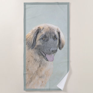 Leonberger Painting - Cute Original Dog Art Beach Towel