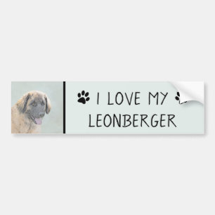 Leonberger Painting - Cute Original Dog Art Bumper Sticker