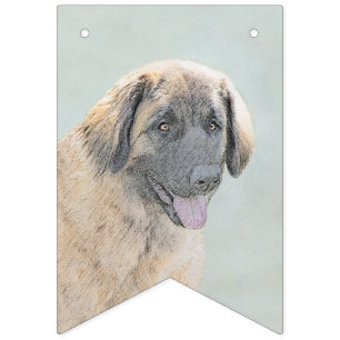 Leonberger Painting - Cute Original Dog Art Bunting