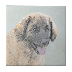 Leonberger Painting - Cute Original Dog Art Ceramic Tile