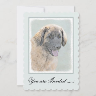 Leonberger Painting - Cute Original Dog Art Invitation