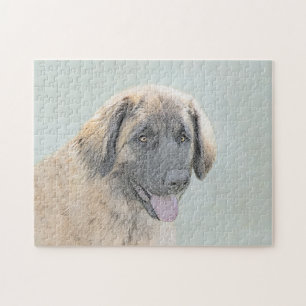 Leonberger Painting - Cute Original Dog Art Jigsaw Puzzle