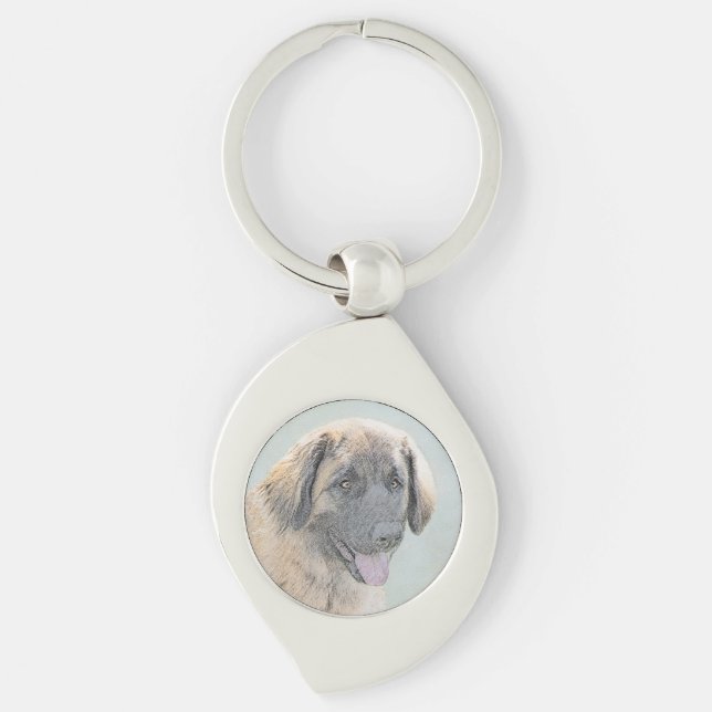 Leonberger Painting - Cute Original Dog Art Key Ring (Front)