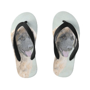 Leonberger Painting - Cute Original Dog Art Kid's Thongs