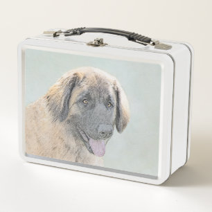 Leonberger Painting - Cute Original Dog Art Metal Lunch Box