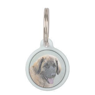 Leonberger Painting - Cute Original Dog Art Pet Tag