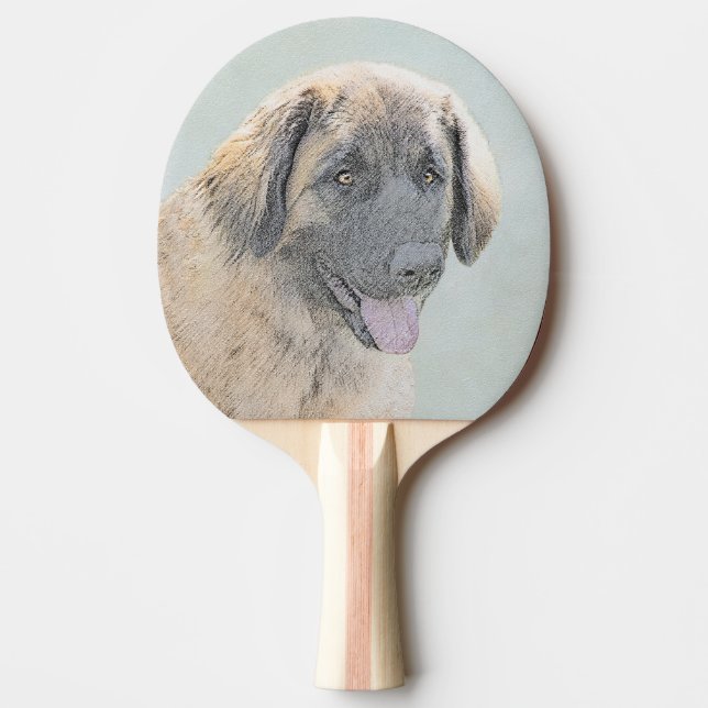 Leonberger Painting - Cute Original Dog Art Ping Pong Paddle (Front)