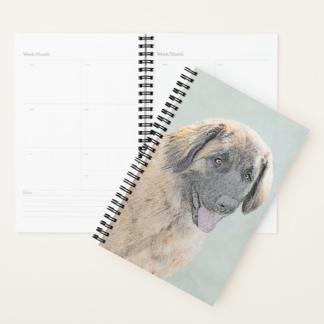 Leonberger Painting - Cute Original Dog Art Planner (Display)