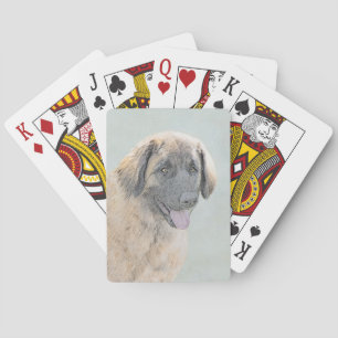 Leonberger Painting - Cute Original Dog Art Playing Cards