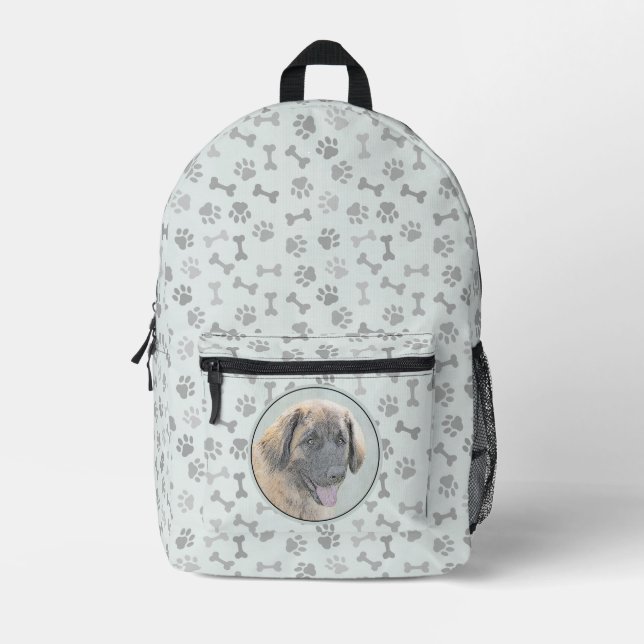 Leonberger Painting - Cute Original Dog Art Printed Backpack (Front)