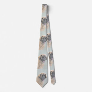 Leonberger Painting - Cute Original Dog Art Tie
