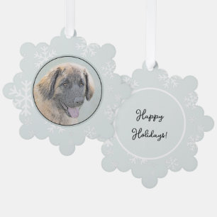 Leonberger Painting - Cute Original Dog Art Tree Decoration Card