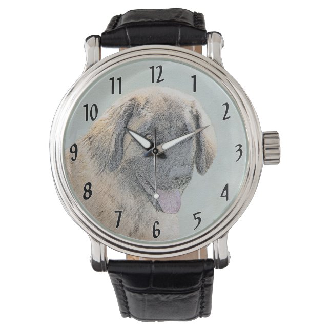 Leonberger Painting - Cute Original Dog Art Watch (Front)