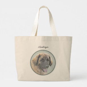 Leonberger Painting Leo Cute Original Pet Dog Art Large Tote Bag