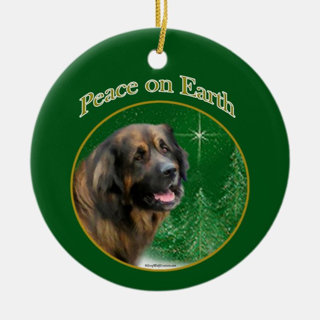 Leonberger Peace Ceramic Ornament (Front)