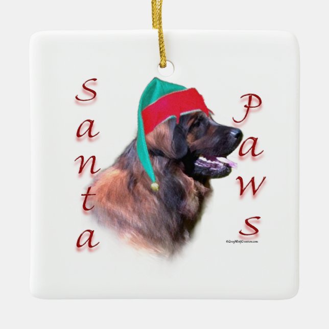Leonberger Santa Paws Ceramic Ornament (Front)