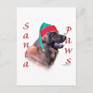 Leonberger Santa Paws Holiday Postcard
