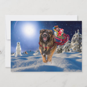 Leonberger Saves Christmas Flat Holiday Card