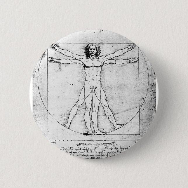 Leondardo Da Vinci Proportion Man 6 Cm Round Badge (Front)