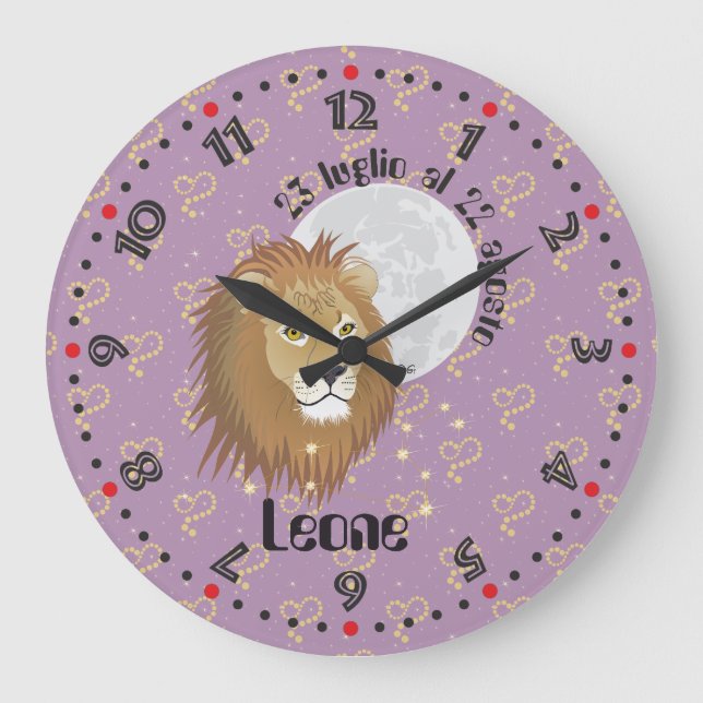 Leone 23 luglio al 22 agosto Orologio Large Clock (Front)