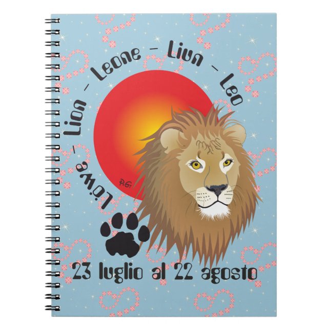 Leone 23 luglio al 22 agosto Taccuino Notebook (Front)