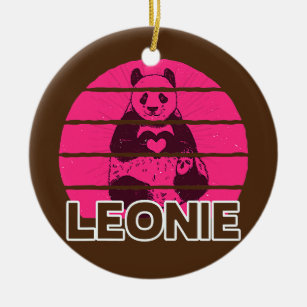 LEONIE Beautiful girl name with cute panda  Ceramic Ornament