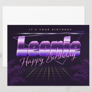Leonie Name Vorname lila retro Karte Geburtstag Card
