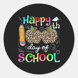 Leopard 100 Days Of School Teacher Student 100 Day Classic Round Sticker