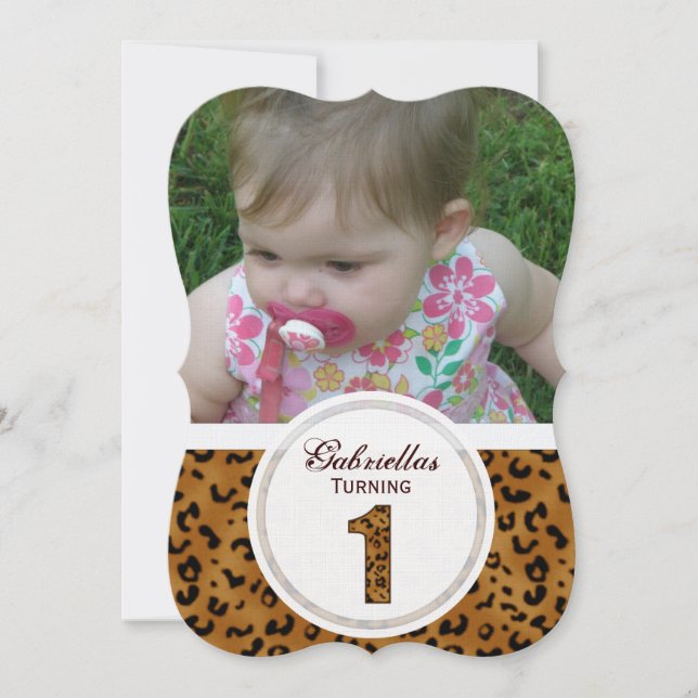 Leopard 1st Birthday: Picture:Party Invitation (Front)