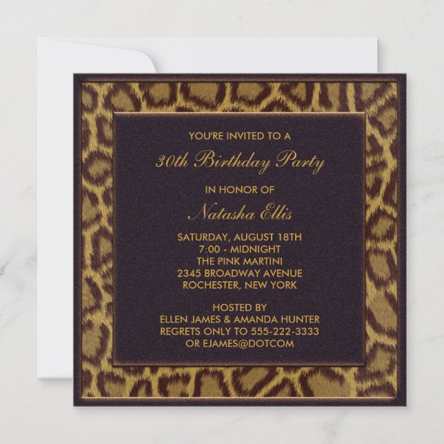 Leopard 30th Birthday Party Invitations (Front)