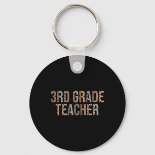 Leopard 3rd Grade Teacher Supplies Funny Back To S Key Ring