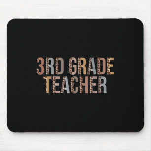 Leopard 3rd Grade Teacher Supplies Funny Back To S Mouse Pad