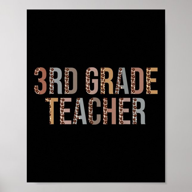 Leopard 3rd Grade Teacher Supplies Funny Back To S Poster (Front)