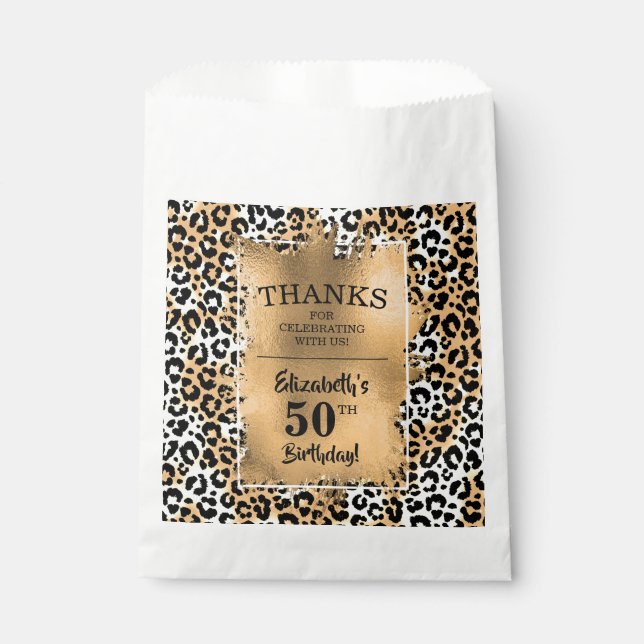 Leopard 50th Birthday Party Favour Bag (Front)