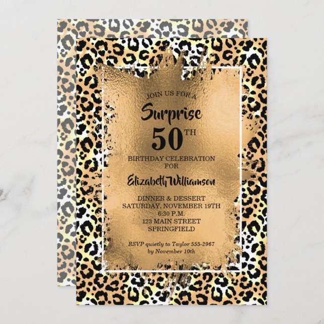 Leopard 50th Birthday Party Invitation (Front/Back)