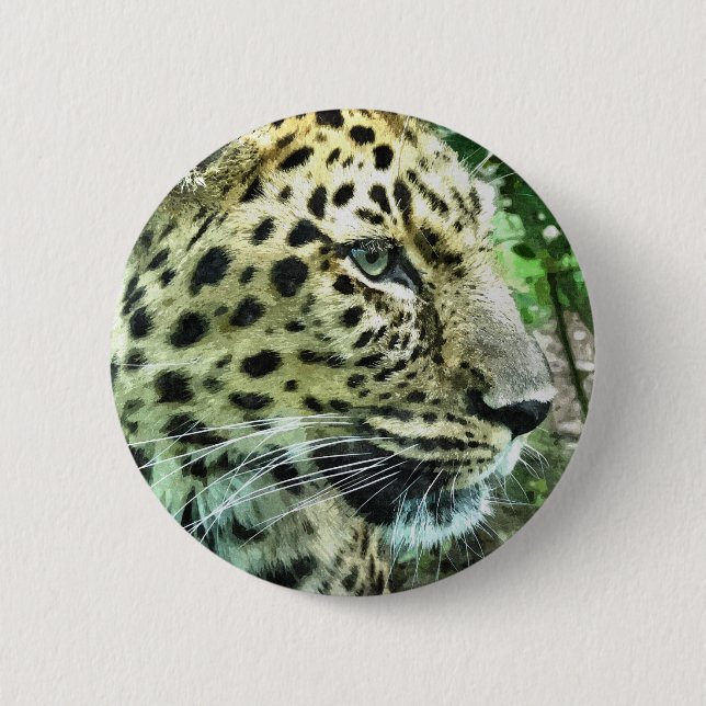 LEOPARD 6 CM ROUND BADGE (Front)