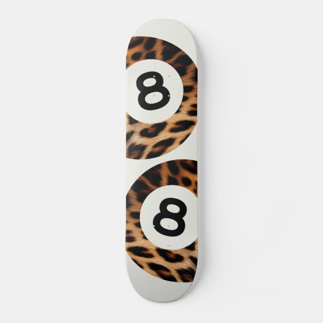 Leopard 8 Ball Chic Aesthetic Skateboard Wall Art (Front)