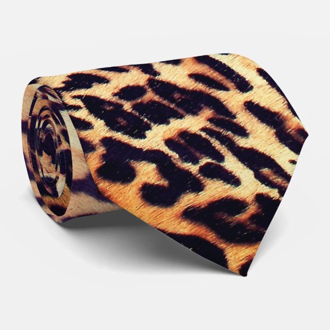 Leopard Abstract Print Tendy Neck Tie (Rolled)