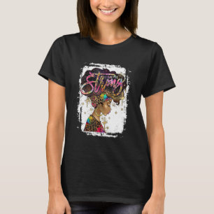 Leopard Afro Woman She Is Strong Bible Verse Melan T-Shirt