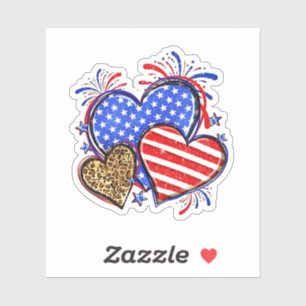 Leopard American Flag Heart 4th of July USA 
