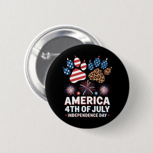 Leopard American Flag Hearts Cute 4th of July 6 Cm Round Badge