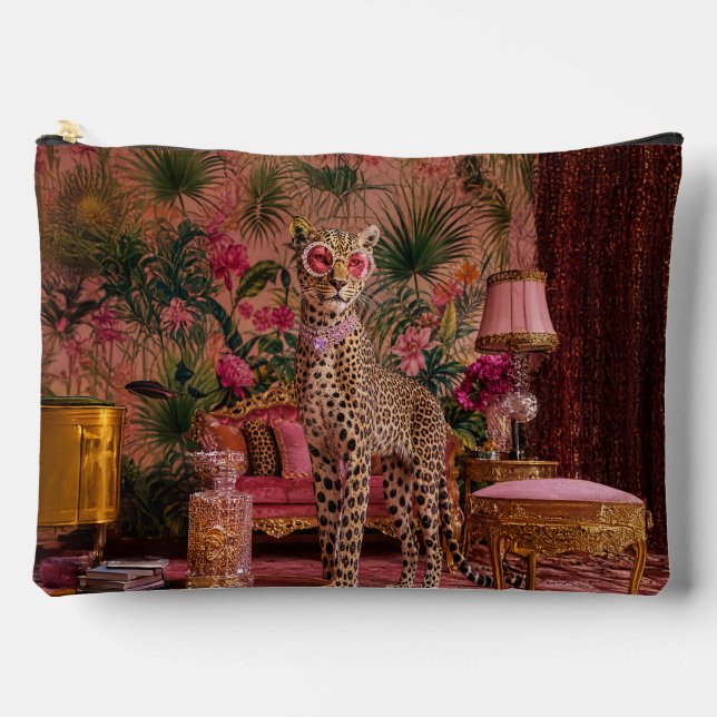 Leopard Among the Ferns Accessory Pouch (Front)