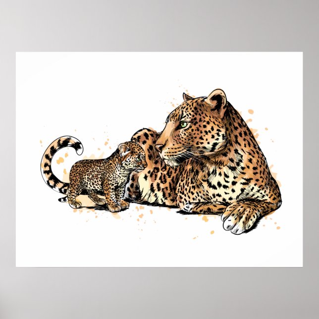 Leopard And Cub Poster (Front)