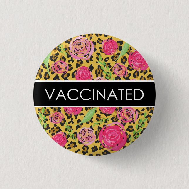 Leopard and Floral Vaccinated Button (Front)