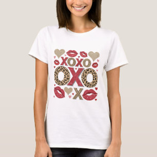 leopard and glitter XOXO pattern T-Shirt