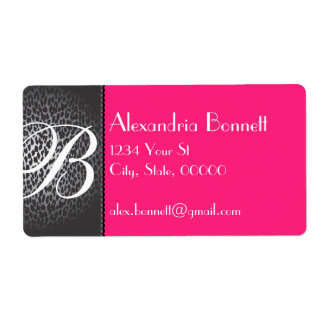 Leopard and Hot Pink Monogram Address Labels